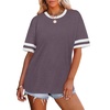 image:imageWIHOLL Womens T Shirts Loose Fit Short Sleeve Tees Crew Neck Color Block Summer Tops 2026 FashionGray Purple