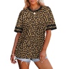 image:imageWIHOLL Womens T Shirts Loose Fit Short Sleeve Tees Crew Neck Color Block Summer Tops 2026 FashionLeopard Print