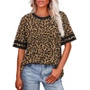 image:imageWIHOLL Womens T Shirts Loose Fit Short Sleeve Tees Crew Neck Color Block Summer Tops 2026 FashionLeopard Print