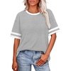 image:imageWIHOLL Womens T Shirts Loose Fit Short Sleeve Tees Crew Neck Color Block Summer Tops 2026 FashionLight Grey