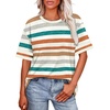 image:imageWIHOLL Womens T Shirts Loose Fit Short Sleeve Tees Crew Neck Color Block Summer Tops 2026 FashionOrange Stripes