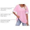 image:imageWIHOLL Womens T Shirts Loose Fit Short Sleeve Tees V Neck Color Block Summer Tops 2026 Fashion S4XL03  Pink