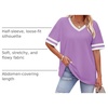 image:imageWIHOLL Womens T Shirts Loose Fit Short Sleeve Tees V Neck Color Block Summer Tops 2026 Fashion S4XL03  Purple