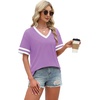 image:imageWIHOLL Womens T Shirts Loose Fit Short Sleeve Tees V Neck Color Block Summer Tops 2026 Fashion S4XL03  Purple