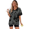 image:imageWIHOLL Womens T Shirts Loose Fit Short Sleeve Tees V Neck Color Block Summer Tops 2026 Fashion S4XL04  Grey Tie Dye