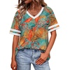 image:imageWIHOLL Womens T Shirts Loose Fit Short Sleeve Tees V Neck Color Block Summer Tops 2026 Fashion S4XL04  Hawaii Orange Blue