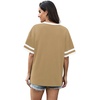 image:imageWIHOLL Womens T Shirts Loose Fit Short Sleeve Tees V Neck Color Block Summer Tops 2026 Fashion S4XL04  Khaki