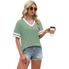 image:imageWIHOLL Womens T Shirts Loose Fit Short Sleeve Tees V Neck Color Block Summer Tops 2026 Fashion S4XL04  Light Green