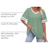 image:imageWIHOLL Womens T Shirts Loose Fit Short Sleeve Tees V Neck Color Block Summer Tops 2026 Fashion S4XL04  Light Green