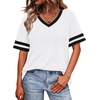 image:imageWIHOLL Womens T Shirts Loose Fit Short Sleeve Tees V Neck Color Block Summer Tops 2026 Fashion S4XL04  White