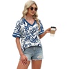 image:imageWIHOLL Womens T Shirts Loose Fit Short Sleeve Tees V Neck Color Block Summer Tops 2026 Fashion S4XLBlue Floral Print