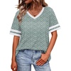 image:imageWIHOLL Womens T Shirts Loose Fit Short Sleeve Tees V Neck Color Block Summer Tops 2026 Fashion S4XLGreen White