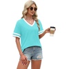 image:imageWIHOLL Womens T Shirts Loose Fit Short Sleeve Tees V Neck Color Block Summer Tops 2026 Fashion S4XLLight Lake Blue