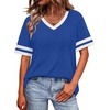 image:imageWIHOLL Womens T Shirts Loose Fit Short Sleeve Tees V Neck Color Block Summer Tops 2026 Fashion S4XLLight Royal Blue