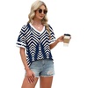 image:imageWIHOLL Womens T Shirts Loose Fit Short Sleeve Tees V Neck Color Block Summer Tops 2026 Fashion S4XLNavy Print