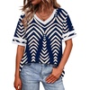 image:imageWIHOLL Womens T Shirts Loose Fit Short Sleeve Tees V Neck Color Block Summer Tops 2026 Fashion S4XLNavy Print