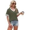 image:imageWIHOLL Womens T Shirts Loose Fit Short Sleeve Tees V Neck Color Block Summer Tops 2026 Fashion S4XLOlive Green