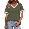 image:imageWIHOLL Womens T Shirts Loose Fit Short Sleeve Tees V Neck Color Block Summer Tops 2026 Fashion S4XLOlive Green