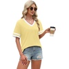 image:imageWIHOLL Womens T Shirts Loose Fit Short Sleeve Tees V Neck Color Block Summer Tops 2026 Fashion S4XLYellow