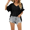 image:imageWIHOLL Womens Tops Casual V Neck Ruffle Sleeve T Shirts Babydoll Loose Fit Peplum Tops0black