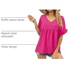 image:imageWIHOLL Womens Tops Casual V Neck Ruffle Sleeve T Shirts Babydoll Loose Fit Peplum Tops0deep Pink