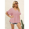 image:imageWIHOLL Womens Tops Casual V Neck Ruffle Sleeve T Shirts Babydoll Loose Fit Peplum Tops2baby Pink