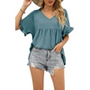 image:imageWIHOLL Womens Tops Casual V Neck Ruffle Sleeve T Shirts Babydoll Loose Fit Peplum Tops2blue
