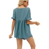 image:imageWIHOLL Womens Tops Casual V Neck Ruffle Sleeve T Shirts Babydoll Loose Fit Peplum Tops2blue