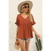 image:imageWIHOLL Womens Tops Casual V Neck Ruffle Sleeve T Shirts Babydoll Loose Fit Peplum Tops2brown