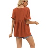 image:imageWIHOLL Womens Tops Casual V Neck Ruffle Sleeve T Shirts Babydoll Loose Fit Peplum Tops2brown