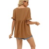 image:imageWIHOLL Womens Tops Casual V Neck Ruffle Sleeve T Shirts Babydoll Loose Fit Peplum Tops2coffee
