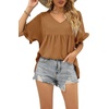 image:imageWIHOLL Womens Tops Casual V Neck Ruffle Sleeve T Shirts Babydoll Loose Fit Peplum Tops2coffee