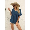 image:imageWIHOLL Womens Tops Casual V Neck Ruffle Sleeve T Shirts Babydoll Loose Fit Peplum Tops2dark Blue