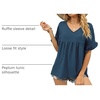 image:imageWIHOLL Womens Tops Casual V Neck Ruffle Sleeve T Shirts Babydoll Loose Fit Peplum Tops2dark Blue