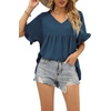 image:imageWIHOLL Womens Tops Casual V Neck Ruffle Sleeve T Shirts Babydoll Loose Fit Peplum Tops2dark Blue