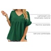 image:imageWIHOLL Womens Tops Casual V Neck Ruffle Sleeve T Shirts Babydoll Loose Fit Peplum Tops2dark Green