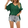 image:imageWIHOLL Womens Tops Casual V Neck Ruffle Sleeve T Shirts Babydoll Loose Fit Peplum Tops2dark Green