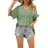 image:imageWIHOLL Womens Tops Casual V Neck Ruffle Sleeve T Shirts Babydoll Loose Fit Peplum Tops2green