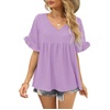 image:imageWIHOLL Womens Tops Casual V Neck Ruffle Sleeve T Shirts Babydoll Loose Fit Peplum Tops2lavender