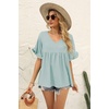 image:imageWIHOLL Womens Tops Casual V Neck Ruffle Sleeve T Shirts Babydoll Loose Fit Peplum Tops2light Green