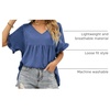 image:imageWIHOLL Womens Tops Casual V Neck Ruffle Sleeve T Shirts Babydoll Loose Fit Peplum Tops2navy Blue