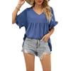 image:imageWIHOLL Womens Tops Casual V Neck Ruffle Sleeve T Shirts Babydoll Loose Fit Peplum Tops2navy Blue
