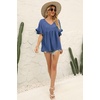image:imageWIHOLL Womens Tops Casual V Neck Ruffle Sleeve T Shirts Babydoll Loose Fit Peplum Tops2navy Blue