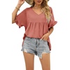 image:imageWIHOLL Womens Tops Casual V Neck Ruffle Sleeve T Shirts Babydoll Loose Fit Peplum Tops2pink
