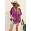 image:imageWIHOLL Womens Tops Casual V Neck Ruffle Sleeve T Shirts Babydoll Loose Fit Peplum Tops2purple