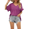 image:imageWIHOLL Womens Tops Casual V Neck Ruffle Sleeve T Shirts Babydoll Loose Fit Peplum Tops2purple
