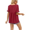 image:imageWIHOLL Womens Tops Casual V Neck Ruffle Sleeve T Shirts Babydoll Loose Fit Peplum Tops2red
