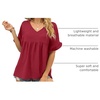 image:imageWIHOLL Womens Tops Casual V Neck Ruffle Sleeve T Shirts Babydoll Loose Fit Peplum Tops2red