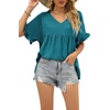 image:imageWIHOLL Womens Tops Casual V Neck Ruffle Sleeve T Shirts Babydoll Loose Fit Peplum Tops2sky Blue