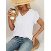 image:imageWIHOLL Womens Tops Dressy Casual Petal Sleeve Summer Spring Short Sleeve V Neck Shirts Work Business Vacation Clothes 2026All White